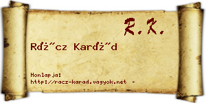 Rácz Karád névjegykártya